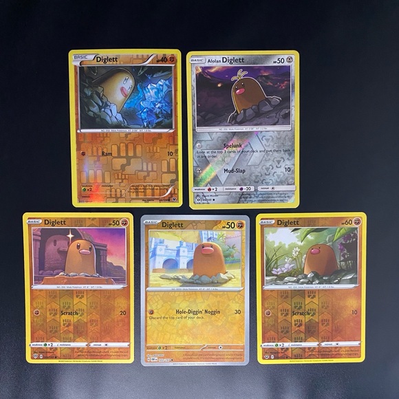 36/124 86/149 084/189 103/197 092/202 Diglett Reverse Holo Mole Pokemon TCG Lot - Picture 1 of 2